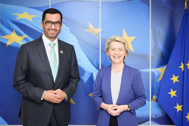 European Commission Ursula Von Der Leyen and COP28 President Designate Dr Sultan Al Jaber