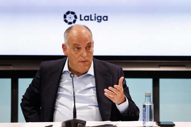 El presidente de LaLiga, Javier Tebas, durante su ponencia en la undécima edición de South Summit en Madrid.