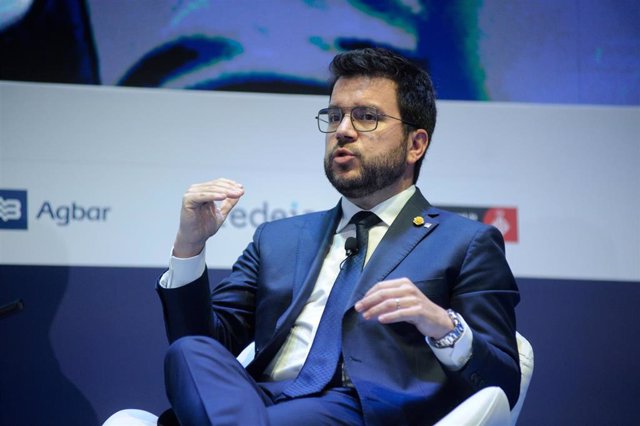 El presidente de la Generalitat, Pere Aragonès, interviene ante la 38 Reunió Cercle d'Economia.