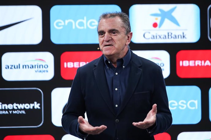 Jose Manuel Franco, president of the (CSD) Consejo Superior de Deportes during tthe official presentation of the Spanish Women's Basketball National Team at Allin One Center, on May 16, 2023, in Madrid, Spain.