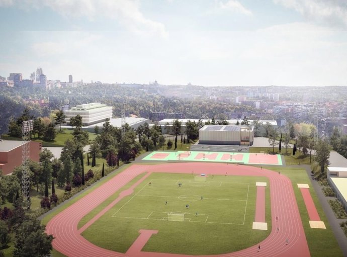 Imagen aérea de la pista de atletismo del CAR de Madrid