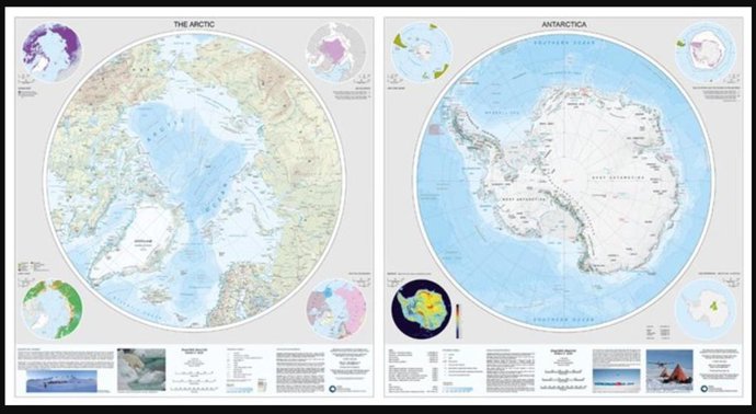 Nueva edición del mapa de regions polares editado por el British Antarctic Survey