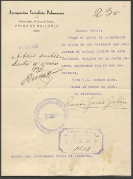 Documento del Arxiu del Regne de Mallorca.