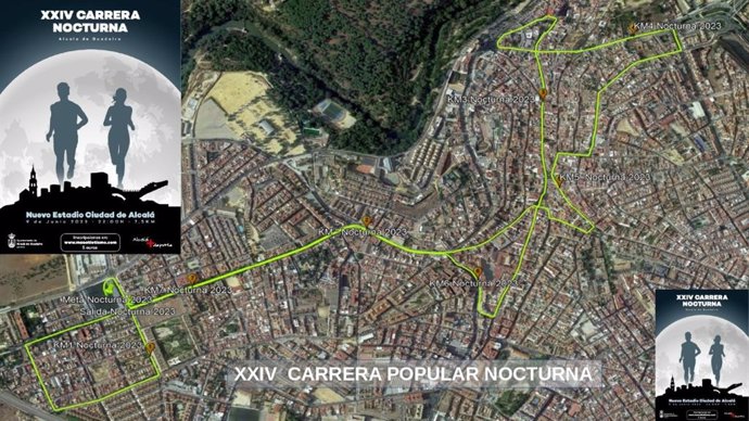 Recorrido de la Carrera Nocturna de Alcalá de Guadaíra, en Sevilla.