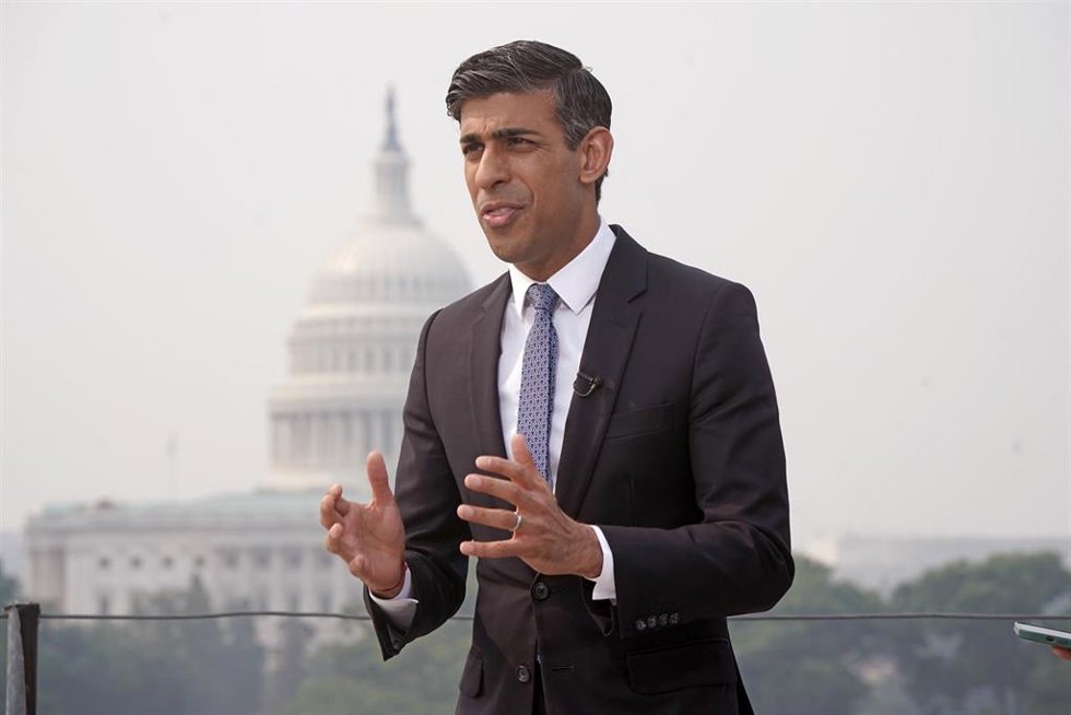 El primer ministro de Reinon Unido, Rishi Sunak, durante su visita a Washington DC.