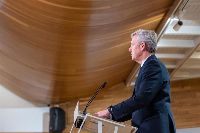 El presidente de la Xunta, Alfonso Rueda, en rueda de prensa.