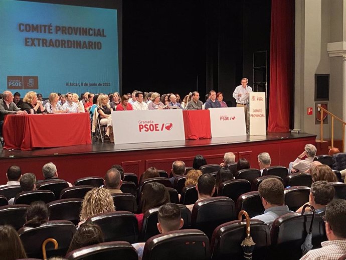 Comité Provincial Extraordinario del PSOE de Granada para la aprobación de listas de cara a las generales del 23J.