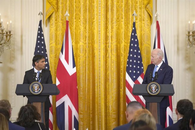 El presidente de Estados Unidos, Joe Biden, y el primer ministro de Reino Unido, Rishi Sunak