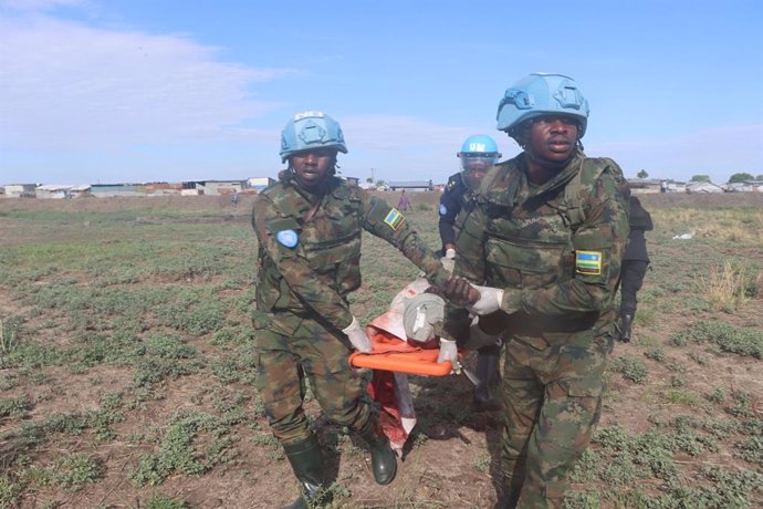 Cascos azules de UNMISS en Malakal, Sudán del Sur