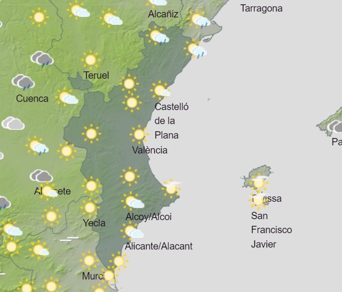 Predicción meteorológica del viernes 9 de junio