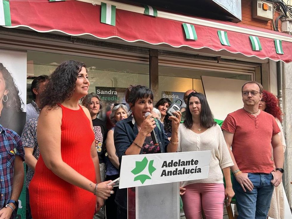 La portavoz de Adelante Andalucía, Teresa Rodríguez, en una imagen del inicio de la campaña de las elecciones municipales de 28 de mayo. 