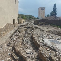 Deterioro de un camino rural en Cuevas del Almanzora (Almería) por el temporal.