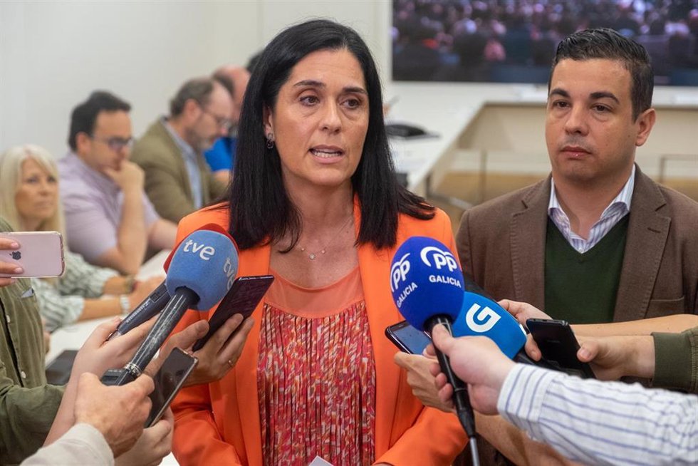 La secretaria general del PPdeG, Paula Prado, en declaraciones a los medios.