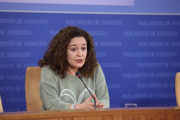 La portavoz parlamentaria de Por Andalucía, Inmaculada Nieto, en rueda de prensa.