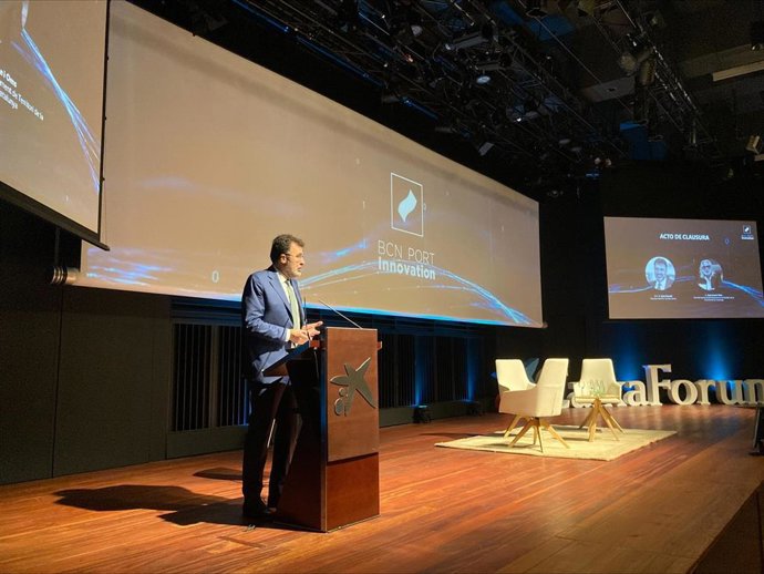 El presidente del Puerto de Barcelona, Lluís Salvadó, en la presentación de la fundación BCN Port Innovation