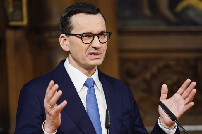 Archivo - 20 March 2023, Baden-Wuerttemberg, Heidelberg: Mateusz Morawiecki, Polish Prime Minister, speaks in the Old Auditorium of Heidelberg University. Morawiecki talks about the future of Europe in the face of current challenges. Photo: Uwe Anspach/