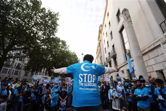 Archivo - Protestas a favor de la minoría uigur en Londres 