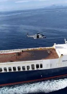 June 9, 2023, NAPLES: The still image, provided by Italian Defense, shows the Italian military in action on the merchant ship Galata Seaways, Naples, Italy 09 June 2023. The attempted seizure by armed assailants on the bridge of a Turkish cargo ship and