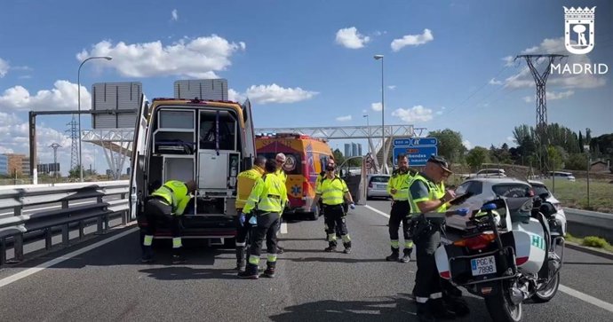 Accidente de moto a la entrada de Madrid