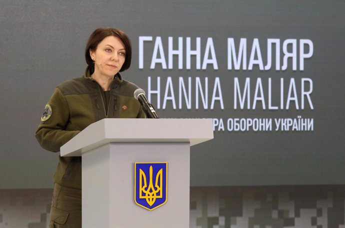 Archivo - December 1, 2022, Kyiv, Ukraine: Deputy Minister of Defence of Ukraine Hanna Maliar speaks at the weekly briefing of Ukraine's Security and Defence Forces representatives on the situation on the front line of the Russian-Ukrainian war at the Mil