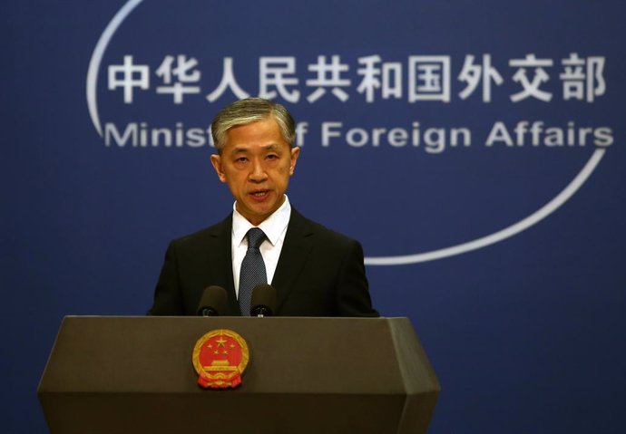 Archivo - September 14, 2020, BEIJING, CHINA: China's Foreign Ministry spokesperson Wang Wenbin holds a press conference for both domestic and international journalists in Beijing on Monday, September 14, 2020.  Wang lashed out at the U.S. for its interfe