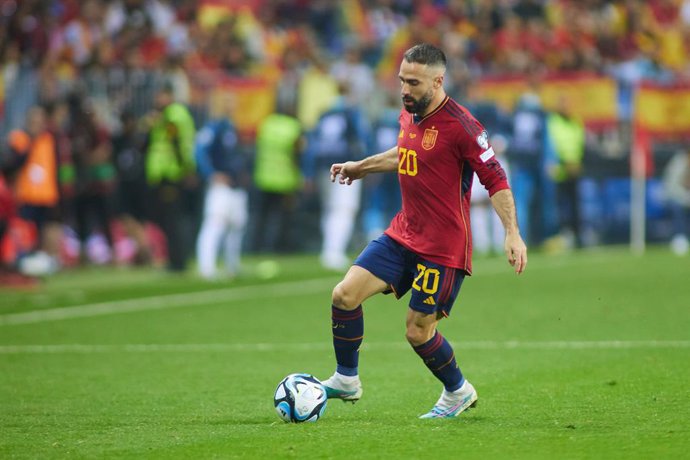Archivo - Dani Carvajal of Spain in action during the UEFA EURO 2024 qualifying round group A match between Spain and Norway at La Rosaleda Stadium on March 25, 2023 in Malaga, Spain.
