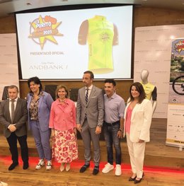 Presentación de la marcha con el ministro Jordi Torres, María Suárez (Andbank), el ciclista Joaquim 'Purito' Rodríguez y el dtor.Técnico de la marcha Pepe Cuevas