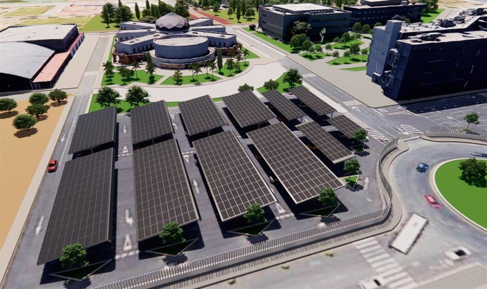 Proyecto de marquesinas solares en la UHU.