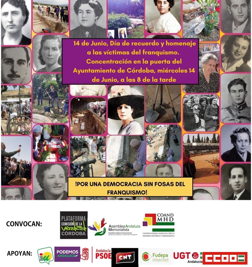 Cartel de la convocatoria en homenaje a las víctimas del golpe militar y la dictadura franquista.