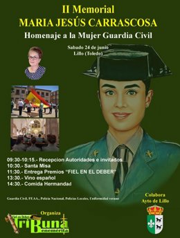 Lillo acoge un multitudinario homenaje a la mujer Guardia Civil, sus valores, en el II Memorial María Jesús Carrascosa el próximo sábado 24 de junio
