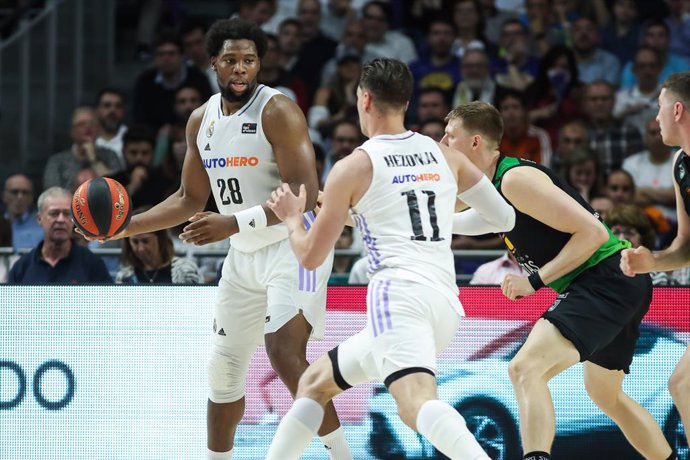 Guerschon Yabusele of Real Madrid in action during Semifinals (match 2) of Liga Endesa basketball match between Real Madrid and Joventut Badalona at Wizink Center on June 08, 2023 in Madrid, Spain.