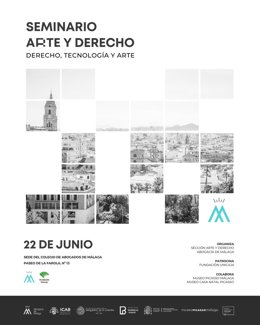 Cartel de la nueva edición del Seminario 'Arte y Derecho', organizado por la Abogacía de Málaga, que homenajea a Picasso en el 50 aniversario de su muerte.