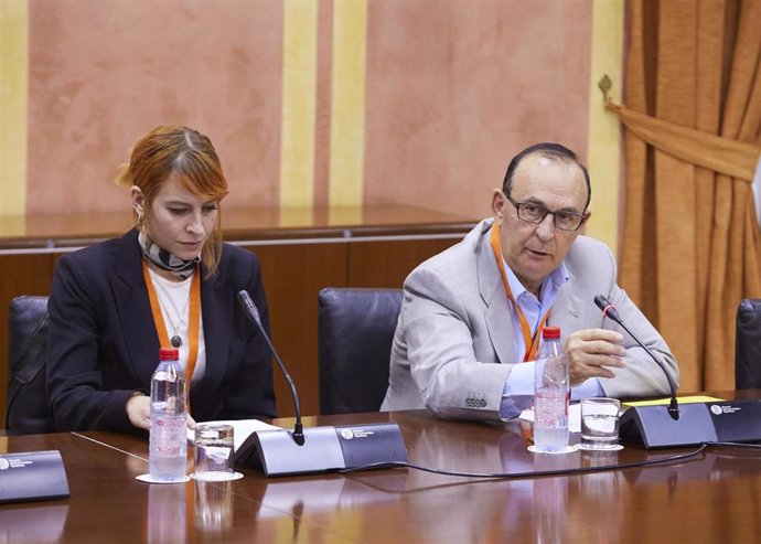 El secretario de Organización de COAG-A, Eduardo López, en la comisión parlamentaria que aborda la proposición de Ley de ordenación de los regadíos en los municipios al norte de la Corona Forestal de Doñana.