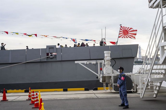 Archivo - Imagen de archivo de la bandera de las Fuerzas de Autodefensa Marítima de Japón
