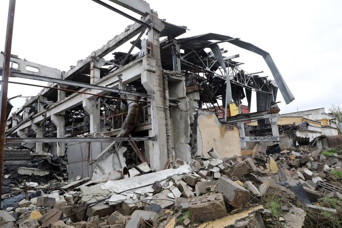 Archivo - Un edificio destruido a causa de un ataque del Ejército de Rusia contra la ciudad ucraniana de Kramatorsk, en la provincia de Donetsk (este)