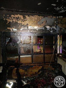Imagen del incendio en la vivienda de Valladolid