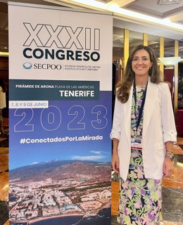 La doctora María Miranda en el congreso nacional de la Sociedad Española de Cirugía Oculoplástica y Orbitaria