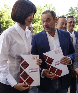 La ministra de Ciencia e Innovación y cabeza de lista del PSPV-PSOE al Congreso, Diana Morant y el ex ministro de Transporte y número 'dos' en la lista por Valencia a las elecciones generales del próximo 23J, José Luis Ábalos