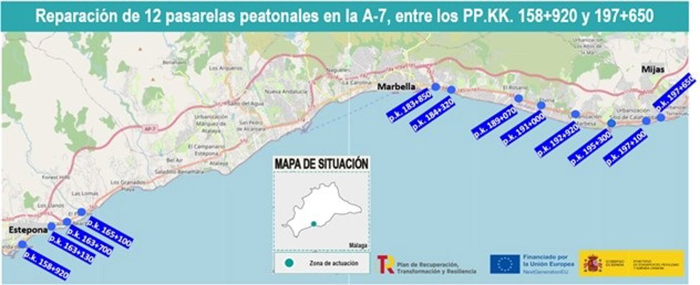 Mapa de las pasarelas donde se va a actuar
