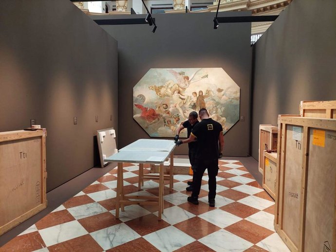 Imagen del desmontaje de la exposición