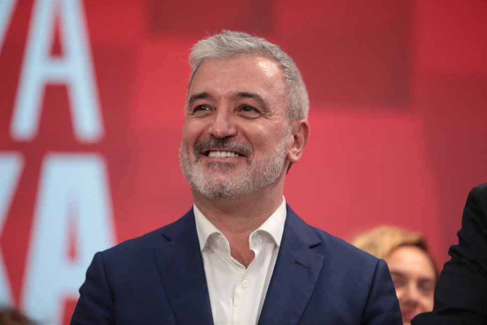 El candidato del PSC-PSOE a la Alcaldía de Barcelona, Jaume Collboni, durante el seguimiento de la jornada electoral en la sede del PSC, a 28 de mayo de 2023, en Barcelona, Cataluña (España).