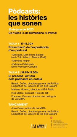Cartel de la jornada de podcasts en catalán del 16 de junio.