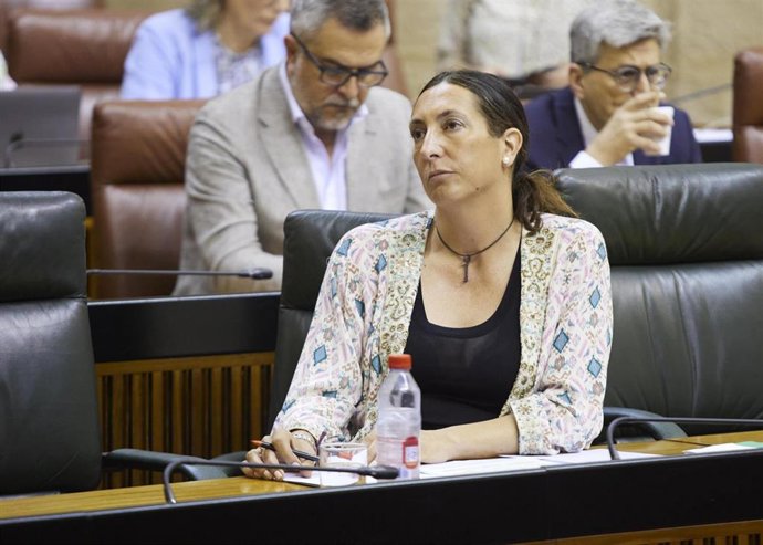 La consejera de Inclusión Social, Juventud, Familias e Igualdad, Loles López, en el pleno del Parlamento andaluz