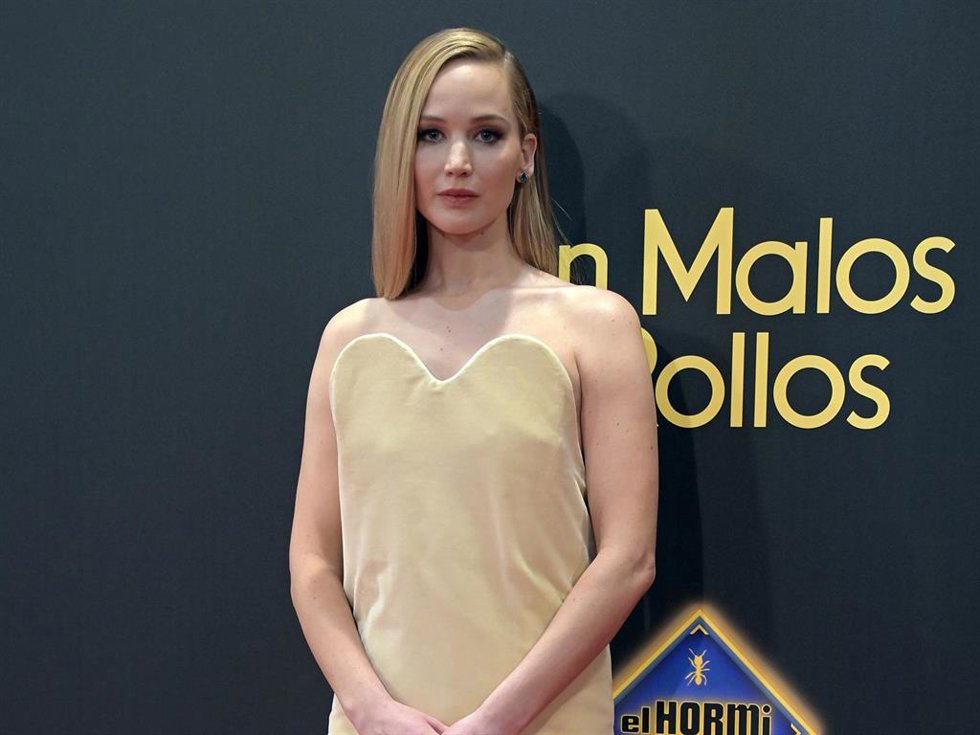 Ennifer Lawrencedurante la presentación de su nueva comedia Sin malos rollos