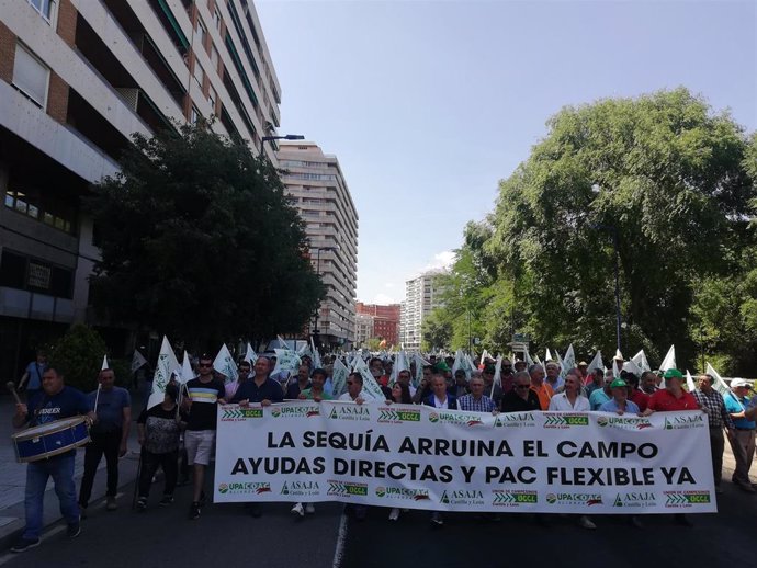 Imagen de la cabecera de la manifestación del campo de Castilla y León