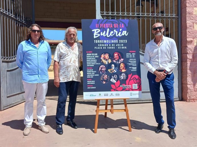 El organizador del evento, Andrés Bermúdez, el cantaor Capullo de Jerez y el guitarrista Luis el Salao han presentado este encuentro flamenco que se va a celebrar el 8 de julio en la plaza de toros de Torremolinos.