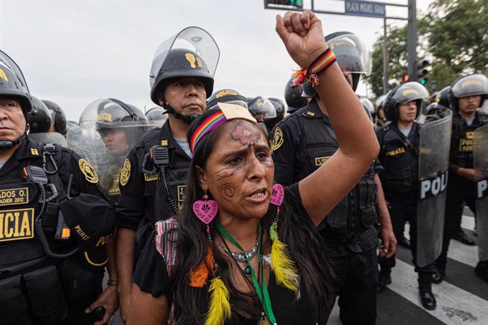 Archivo - Protestas contra el Gobierno de Dina Boluarte, en Lima, Perú.