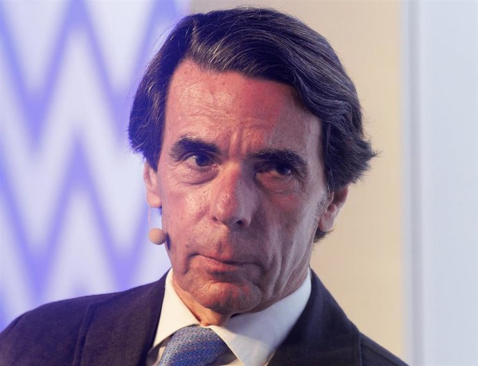 El expresidente del Gobierno José María Aznar interviene en la inauguración del Food & Drink Summit 2023, en la Real Fábrica de Tapices, a 15 de junio de 2023, en Madrid (España).