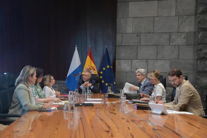 Reunión del Consejo de Gobierno con Vanoostende y Santana a la izquierda