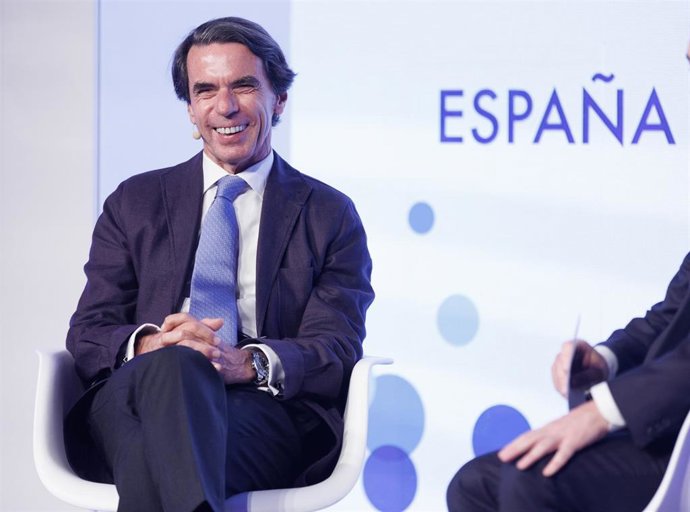 El expresidente del Gobierno José María Aznar interviene en la inauguración del Food & Drink Summit 2023, en la Real Fábrica de Tapices, a 15 de junio de 2023, en Madrid (España).